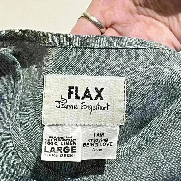 FLAX By Jeanne Engelhart Linen V Neck Lagen Tunic Shirt Top Womens Size Large - Picture 3 of 7